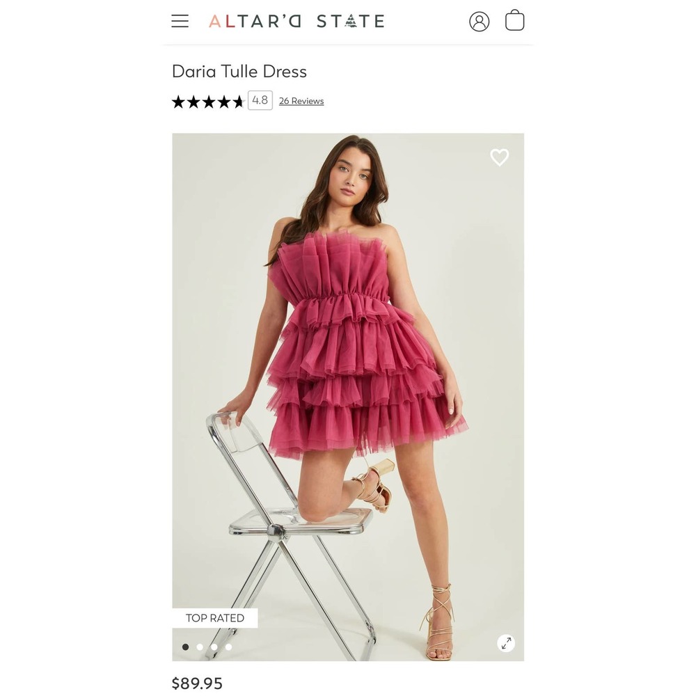 ✨Altar’d State Daria Tulle Mini Dress in Berry. Size Small✨